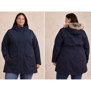 NWT BARBOUR Plus Swanage Faux Fur-Lined & Trim Parka Size 1X (14-16) Waterproof